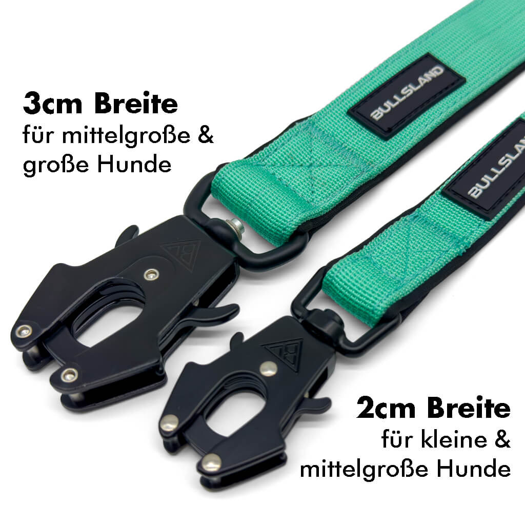 Hundeleine in zwei Breiten für kleine, mittelgroße und große Hunde.