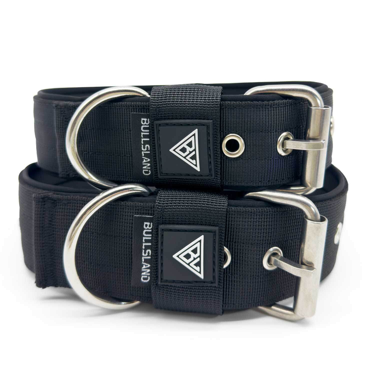 Breites Nylonhalsband mit Edelstahl Dornschließe in schwarz von Bullsland Dogwear