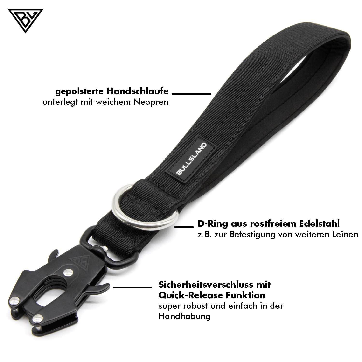 schwarze Kurzleine mit Sicherheitsverschluss und deren Vorteile