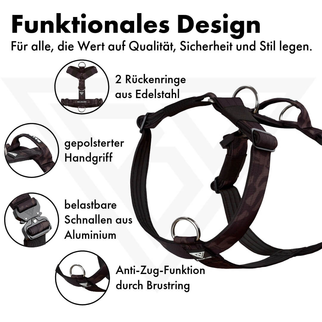 Taktisches Y-Geschirr "Pro" – mit Handgriff - Black Camo