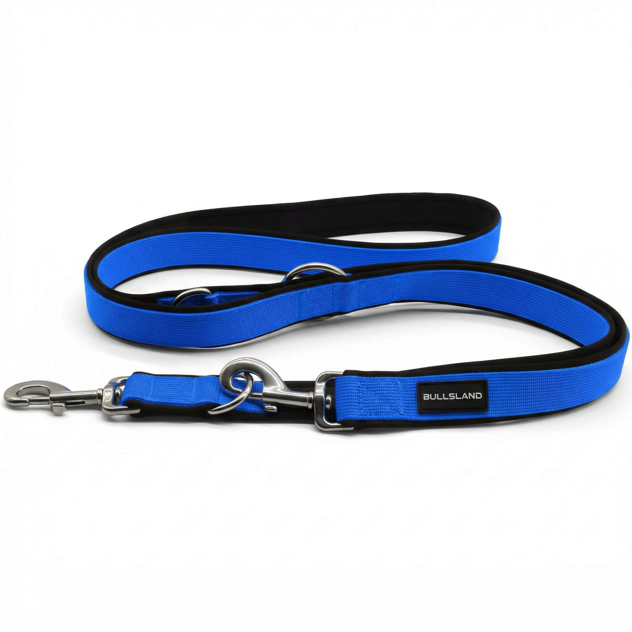 Hundeleine mit Edelstahl Karabiner- 3-fach verstellbar – mit Neoprenpolster -Blau