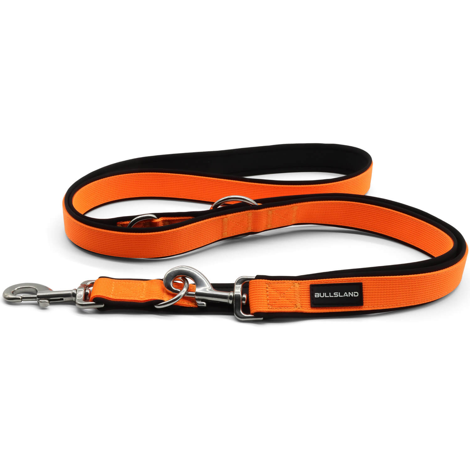 Hundeleine mit Edelstahl Karabiner- 3-fach verstellbar – mit Neoprenpolster -Orange