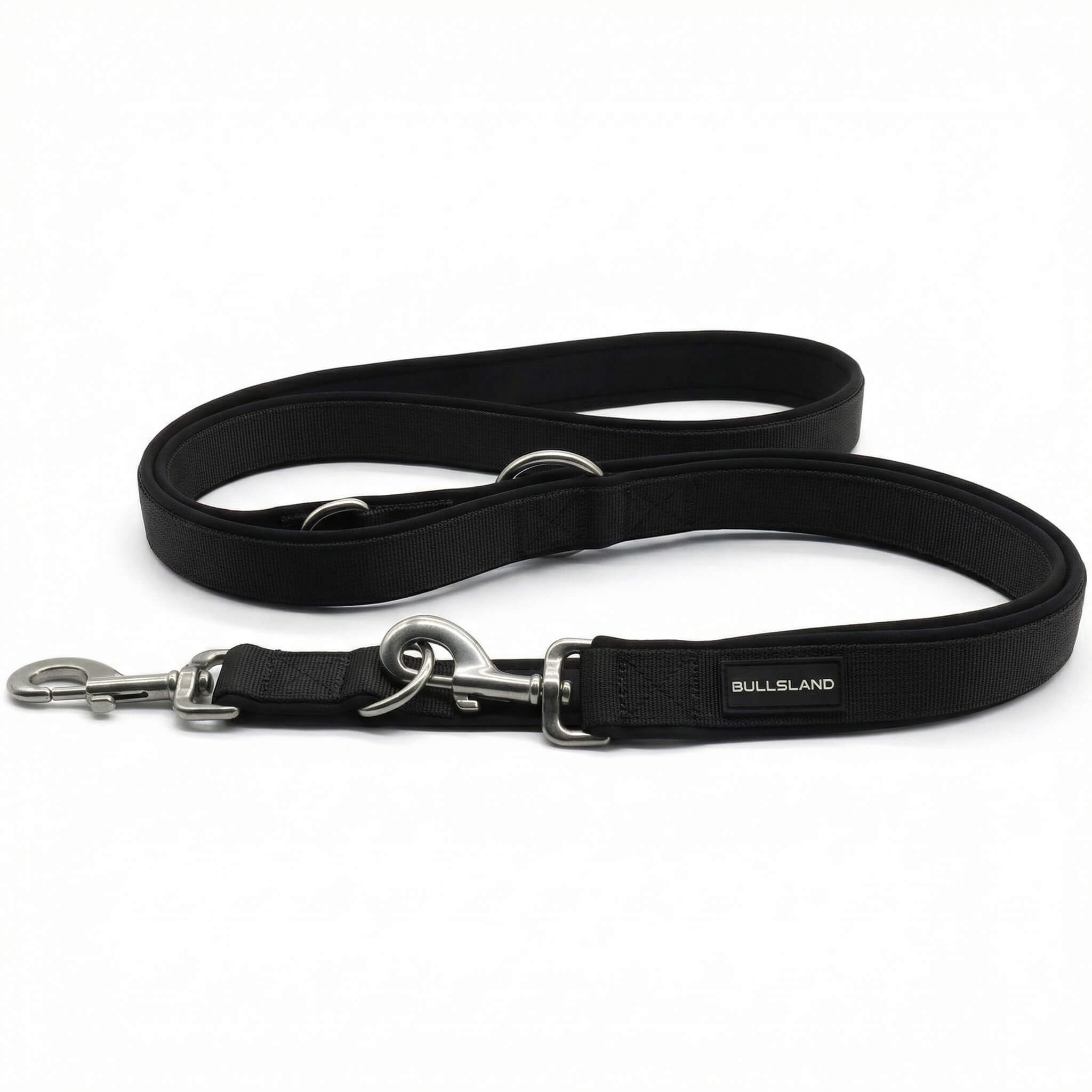 Hundeleine mit Edelstahl Karabiner- 3-fach verstellbar – mit Neoprenpolster - Schwarz