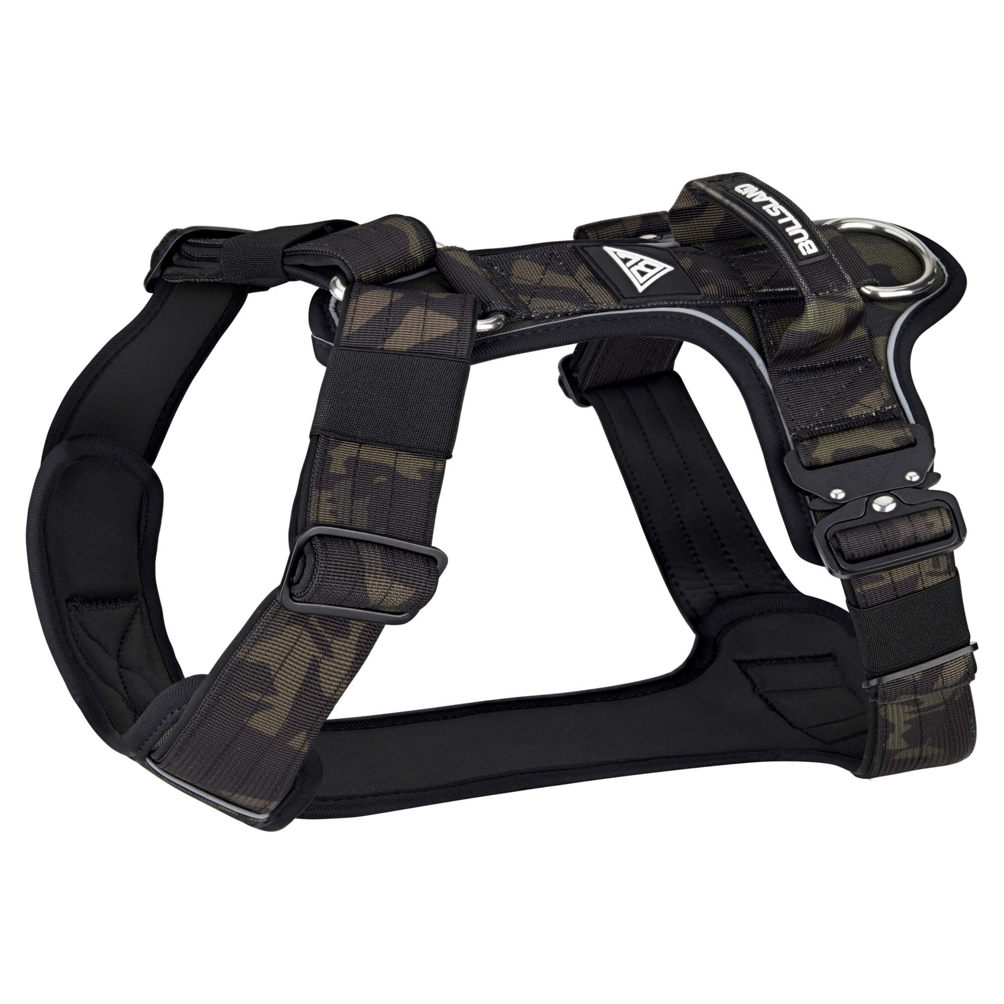 Gepolstertes Hundegeschirr "Titan" - mit Sicherheitsschnallen, Handgriff & Neopren gepolstert - Black Camo