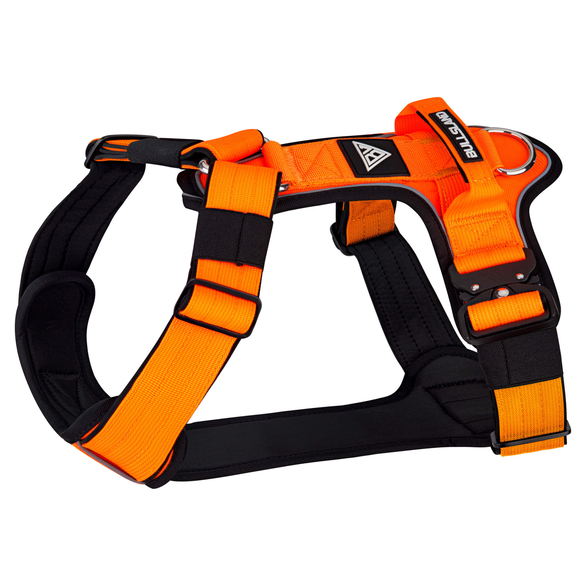 Gepolstertes Hundegeschirr "Titan" - mit Sicherheitsschnallen, Handgriff & Neopren gepolstert - Orange