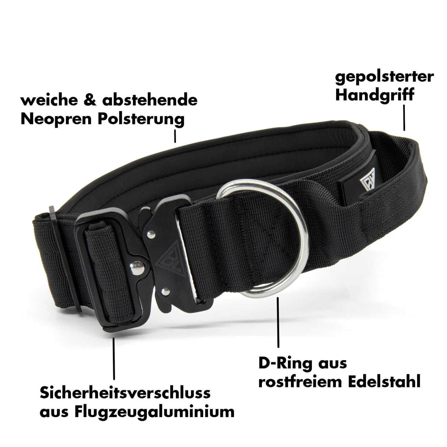 Taktisches Hundehalsband mit Griff von Bullsland Dogwear in Schwarz und deren Vorteile.