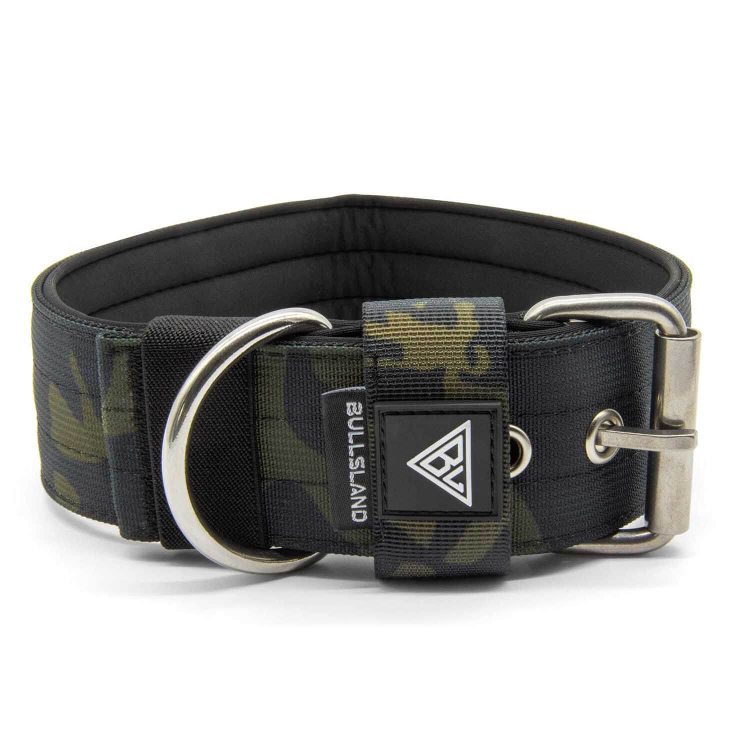 Camouflage 5cm breites Nylonhalsband mit Edelstahl Dornschließe von Bullsland Dogwear