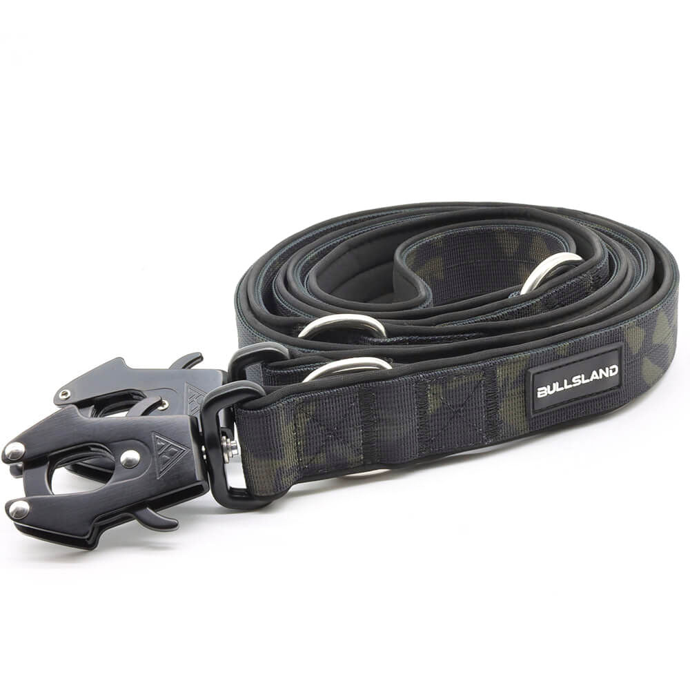 Taktische Hundeleine dreifach verstellbar - 2,5m - Black Camo