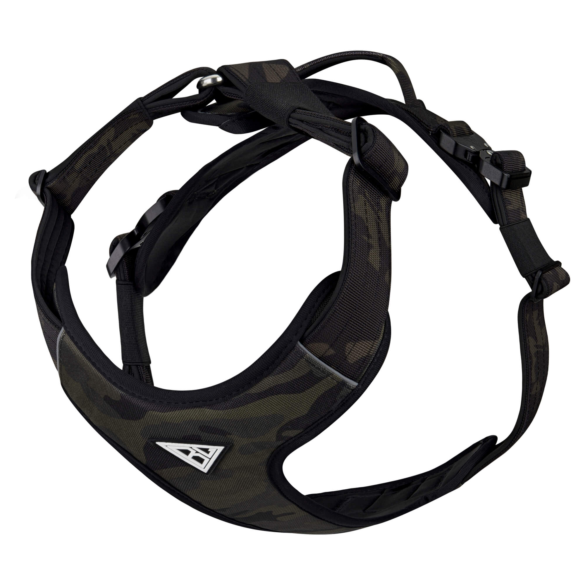 Gepolstertes Hundegeschirr "Titan" - mit Sicherheitsschnallen, Handgriff & Neopren gepolstert - Black Camo