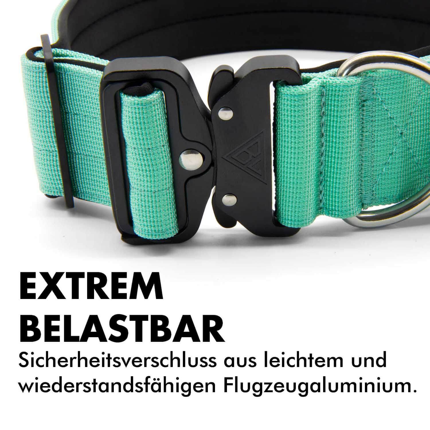 Sicherheitsverschluss vom taktischen Hundehalsband in Mint Gruen von Bullsland Dogwear.